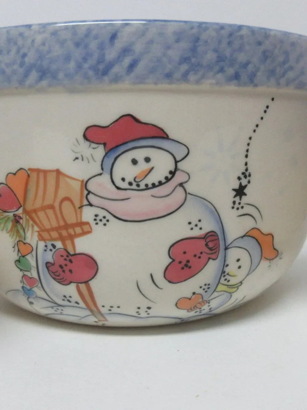 Vintage Vital Unit Ceramic Snowmen Mixing Bowls Set Of 3 Nesting